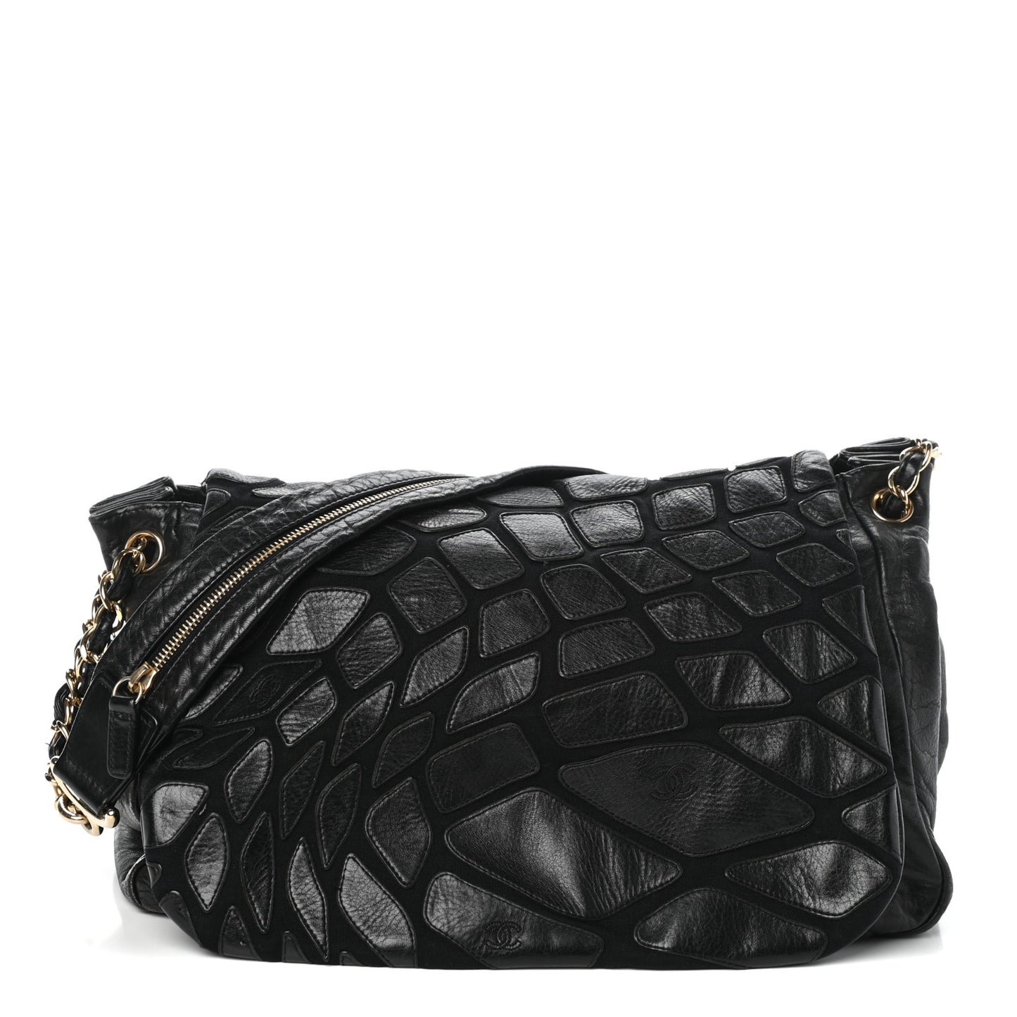 Lambskin Jersey Scales Flap Bag Black