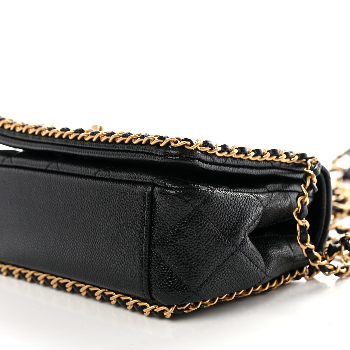 Caviar Quilted Mini Never Ending Chain Flap Black