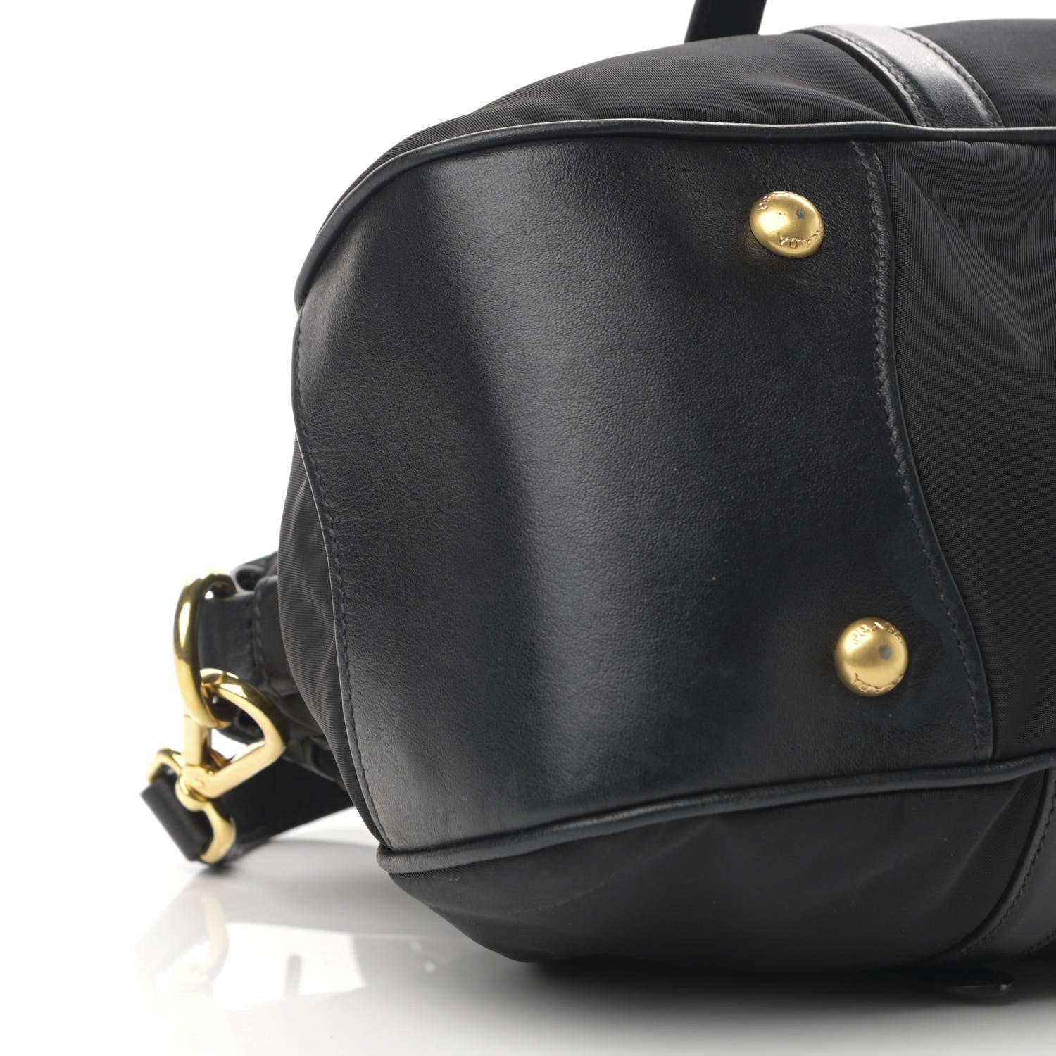 Prada Nylon Tessuto Soft Calfskin Small Shopping Satchel Black 8 of 14