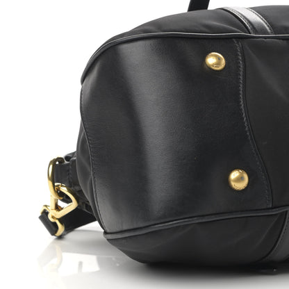 Prada Nylon Tessuto Soft Calfskin Small Shopping Satchel Black 8 of 14