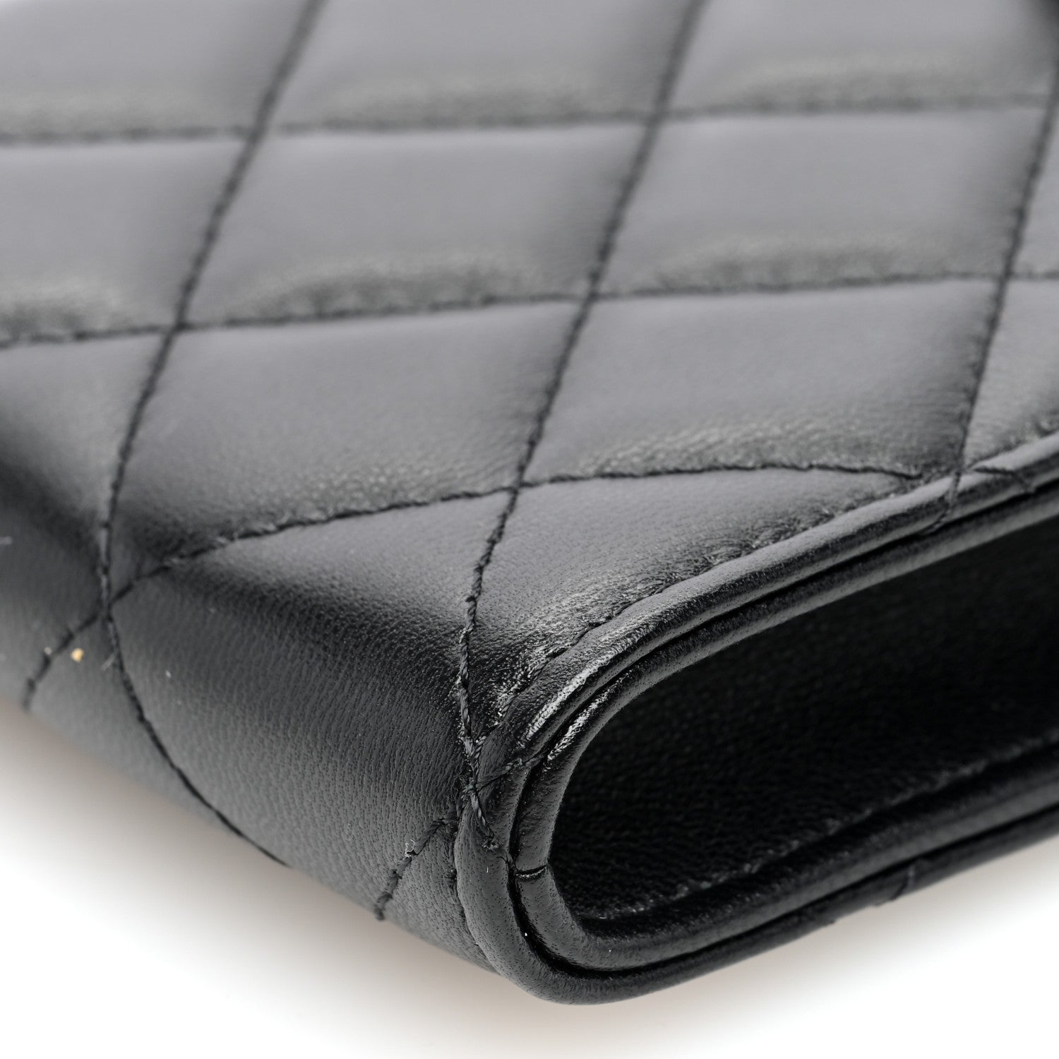 Chanel Lambskin Quilted Mini Camellia Bow Phone Holder Black 9 of 9