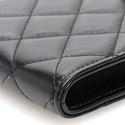 Chanel Lambskin Quilted Mini Camellia Bow Phone Holder Black 9 of 9
