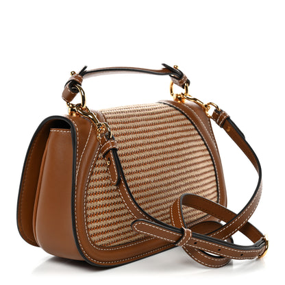 Gucci Calfskin Raffia Medium Blondie Top Handle Bag Brown 3 of 10