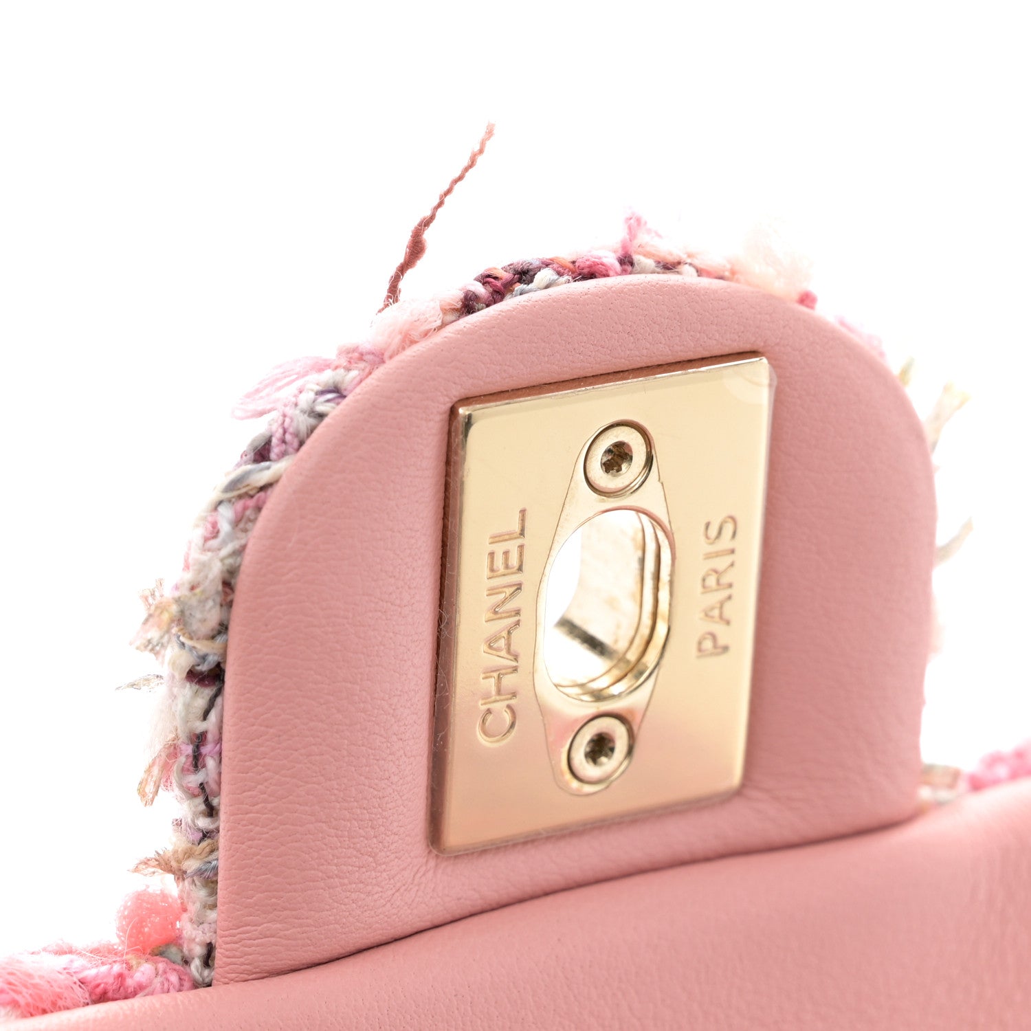 Chanel Tweed Mini Pearl Handle Flap Pink Beige Orange Ecru 11 of 11