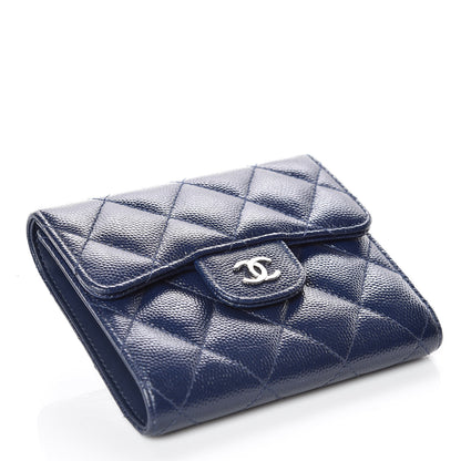 Chanel Caviar Quilted Compact Flap Wallet Navy 4 of 13