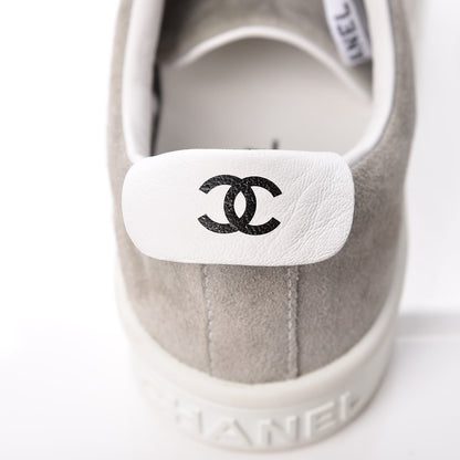 Chanel Suede Calfskin Womens Sneakers 39.5 Grey 20 of 22
