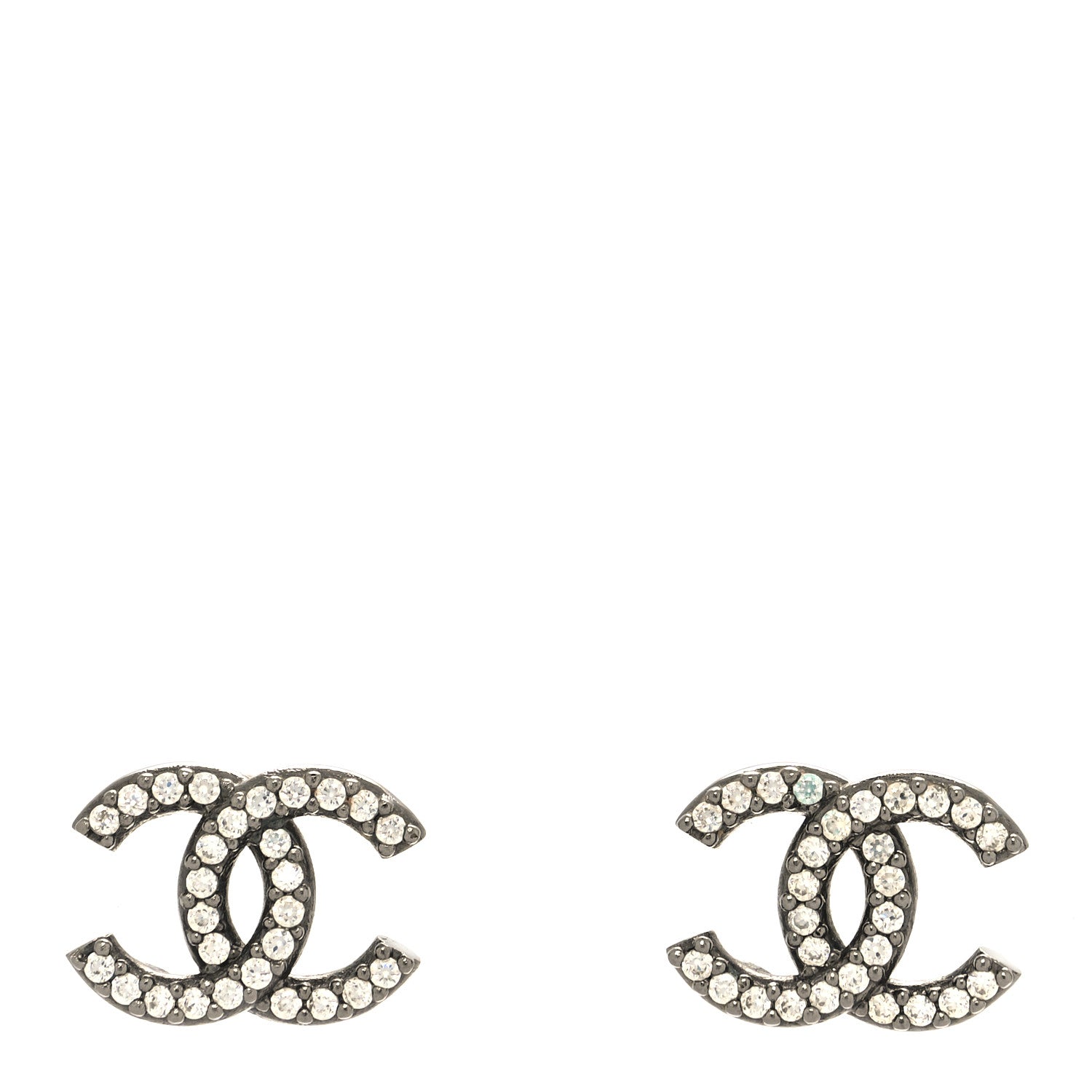 Chanel Crystal CC Earrings Silver 1 of 4