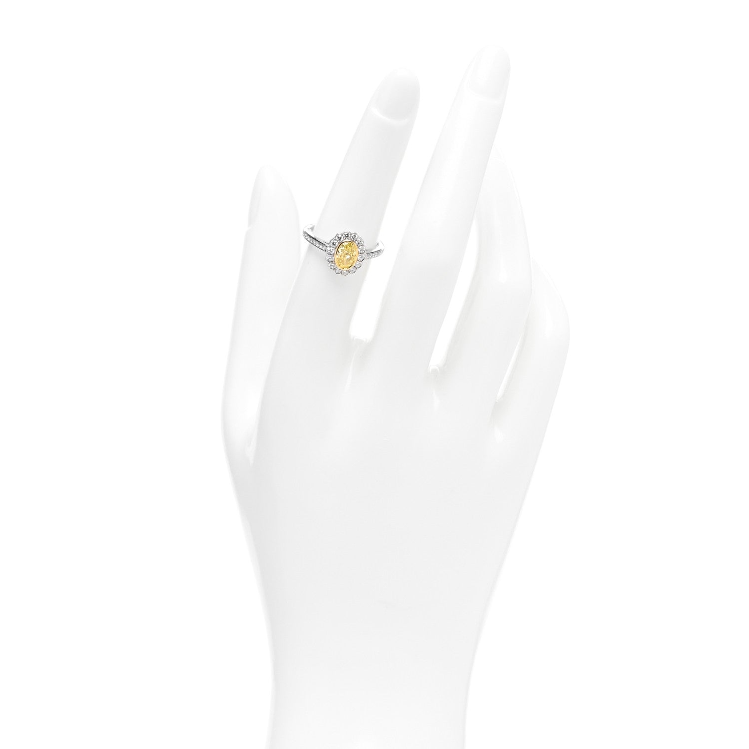 Tiffany Platinum 18K Yellow Gold Yellow Diamond .59ct Enchant Oval Engagement Ring 51 5.75 2 of 4