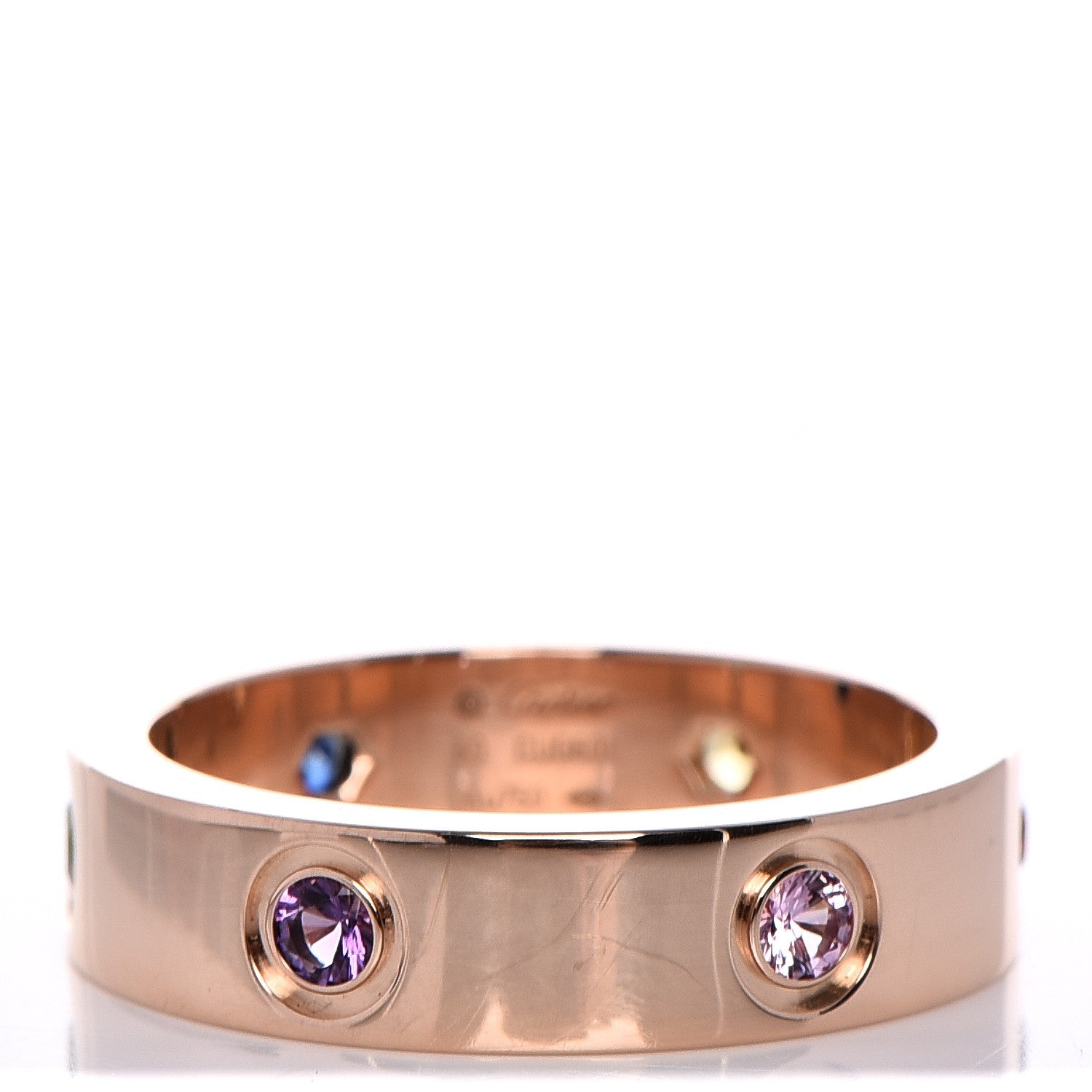 Cartier 18K Pink Gold Sapphire Garnet Amethyst 5.5mm LOVE Ring 60 9 1 of 6