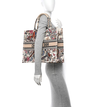 Christian Dior Canvas Embroidered Large Jardin D'Hiver Book Tote Latte Multicolor 2 of 15