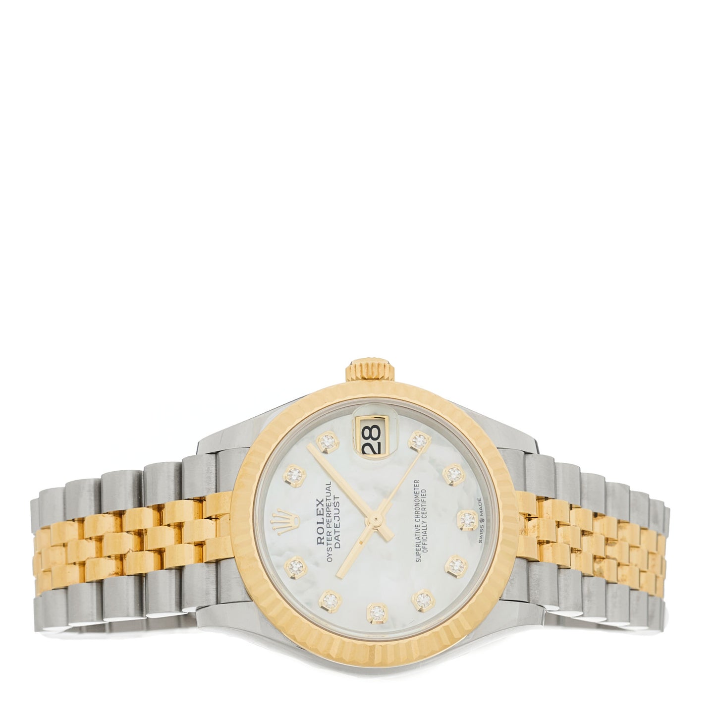 Stainless Steel 18K Yellow Gold Diamond Mother of Pearl 31mm Oyster Perpetual Datejust Watch 278273