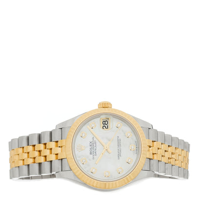 Rolex Stainless Steel 18K Yellow Gold Diamond Mother of Pearl 31mm Oyster Perpetual Datejust Watch 278273 2 of 5