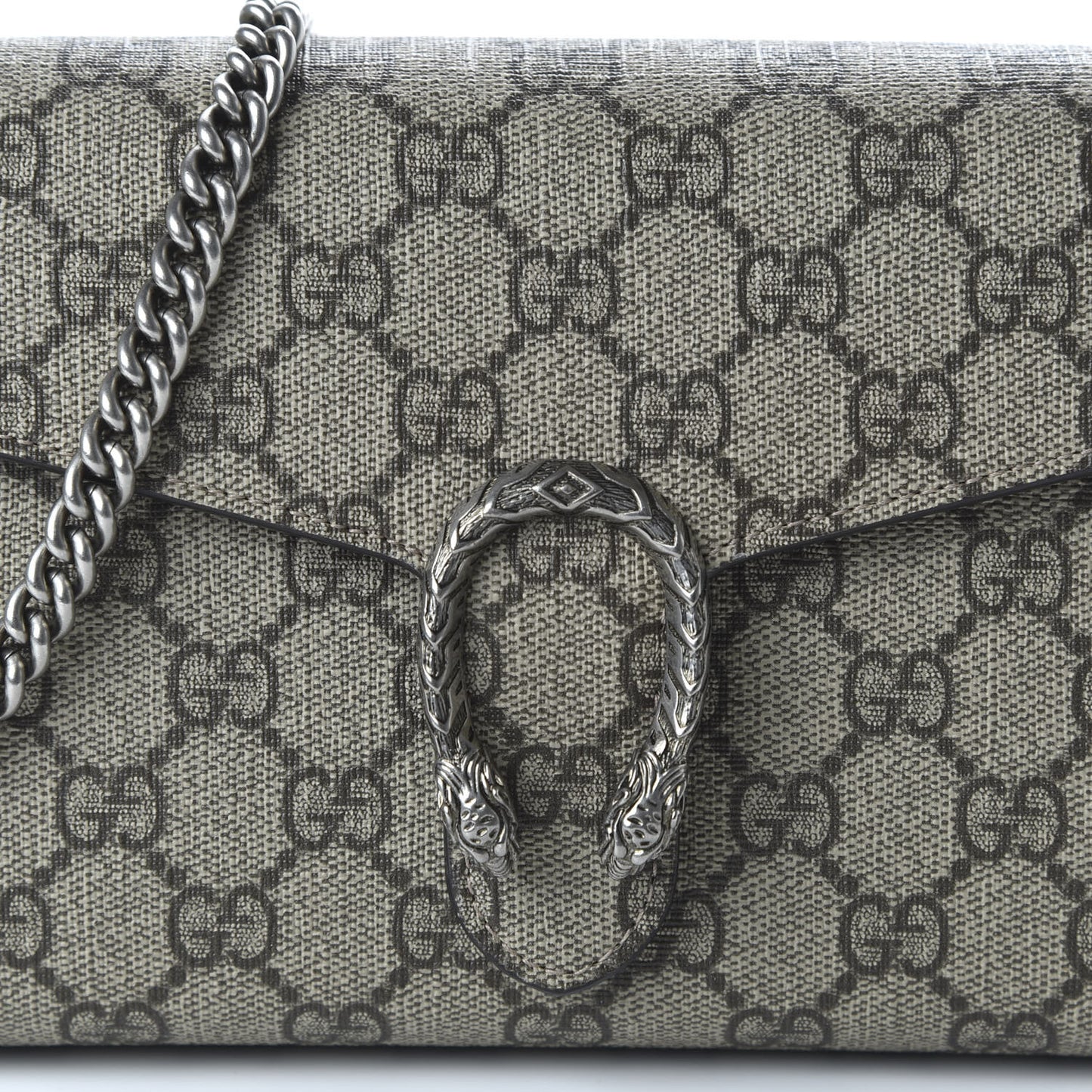GG Supreme Monogram Mini Dionysus Chain Wallet Beige Taupe