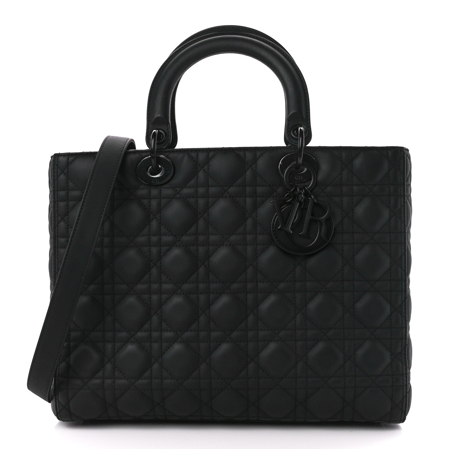 Christian Dior Ultra Matte Calfskin Cannage Large Lady Dior Black 1 of 12