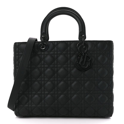 Christian Dior Ultra Matte Calfskin Cannage Large Lady Dior Black 1 of 12