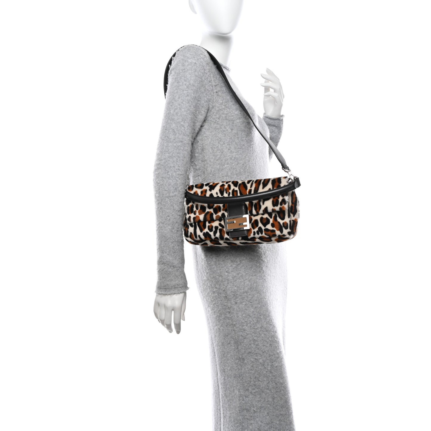 Calf Hair Leopard Print Baguette Moro