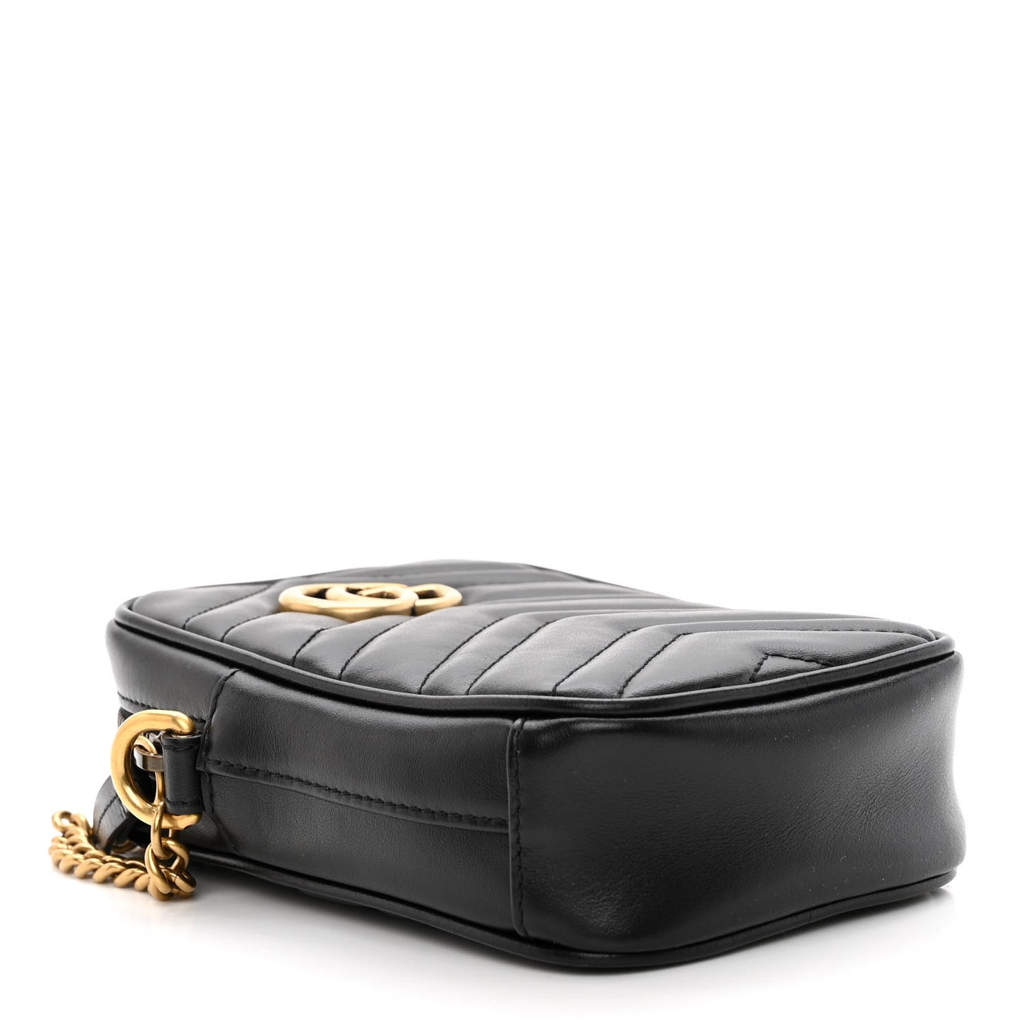 Calfskin Matelasse Mini GG Marmont Crossbody Bag Black