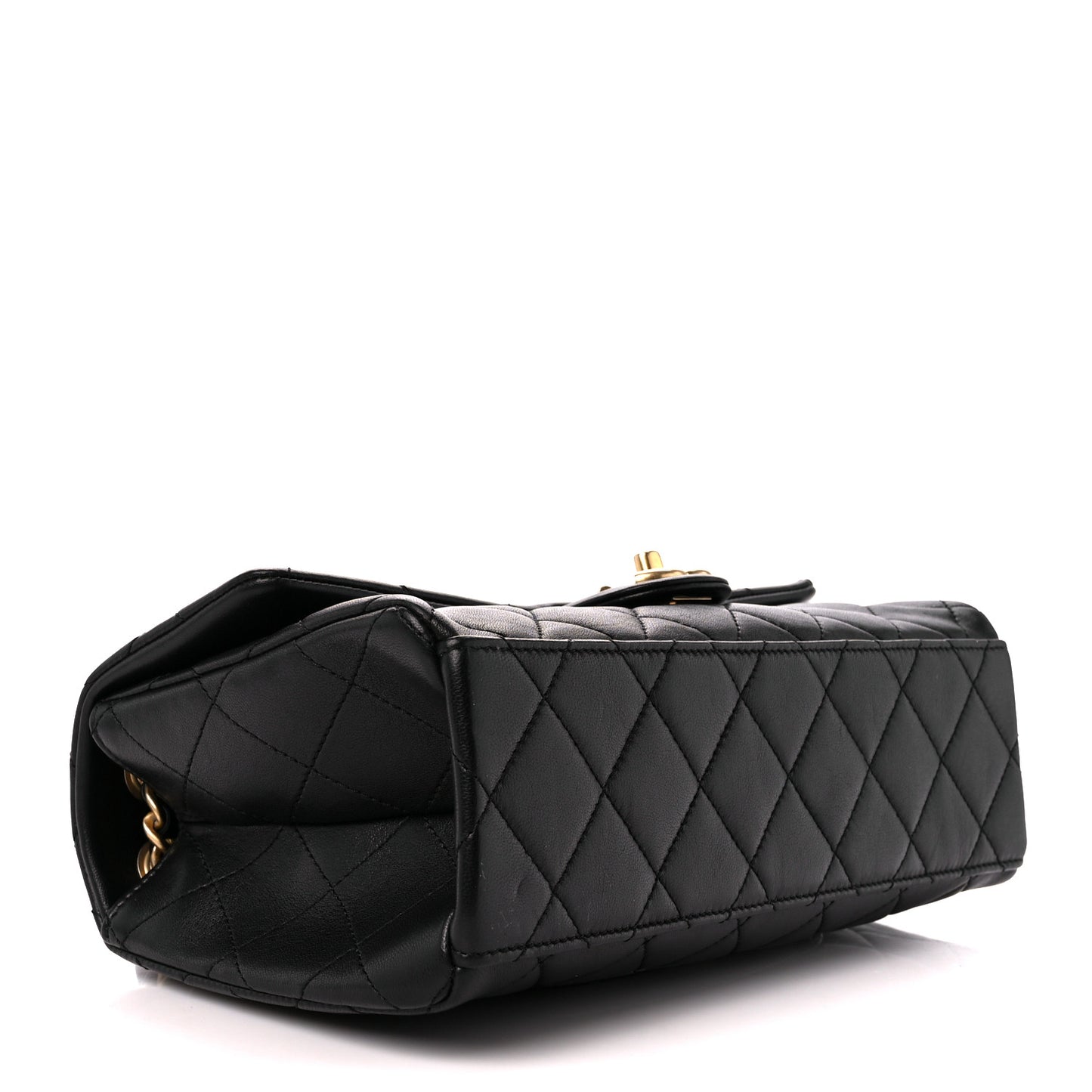 Lambskin Quilted Chaine Lettre Flap Black
