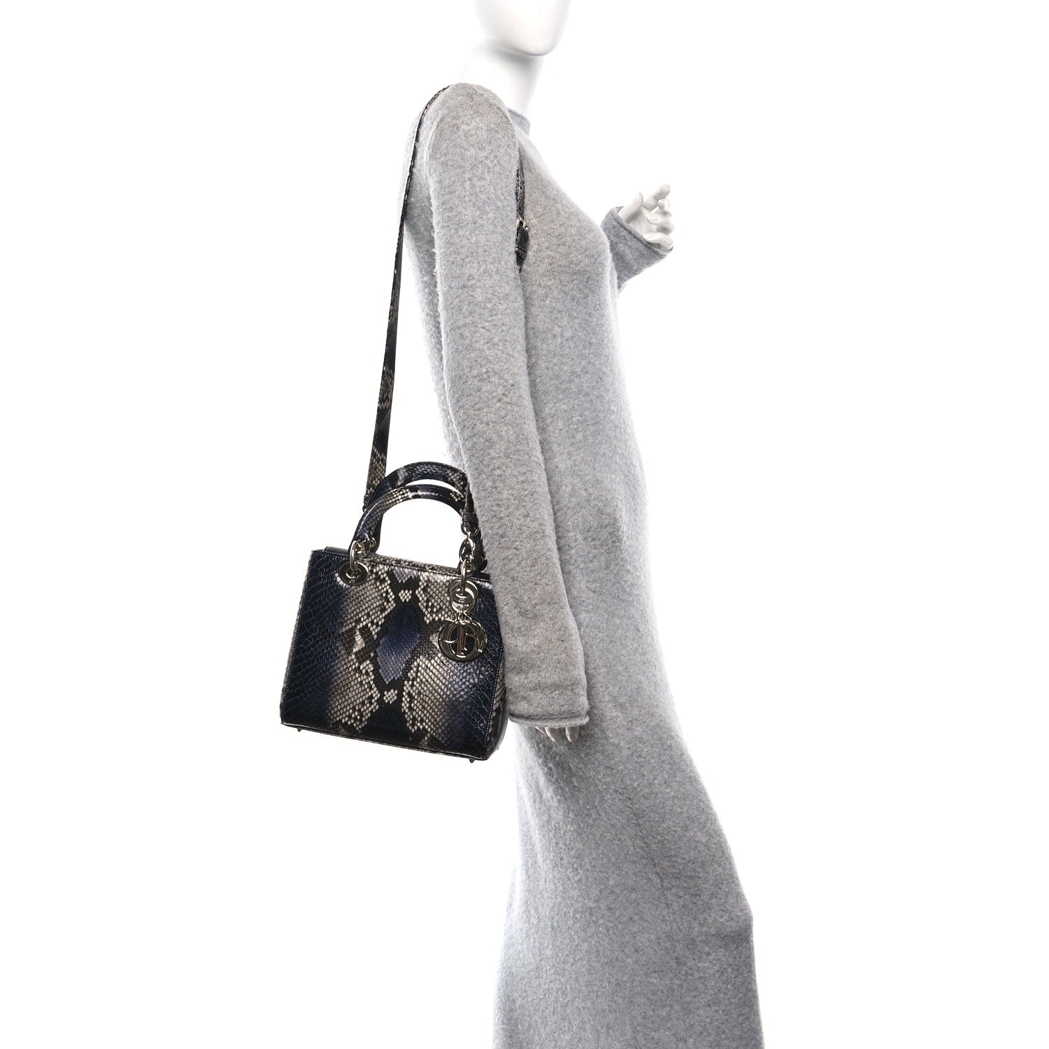 Christian Dior Snakeskin Small Lady Dior Bleu Multicolor 2 of 10