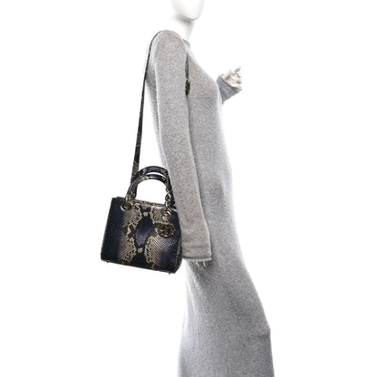Christian Dior Snakeskin Small Lady Dior Bleu Multicolor 2 of 10