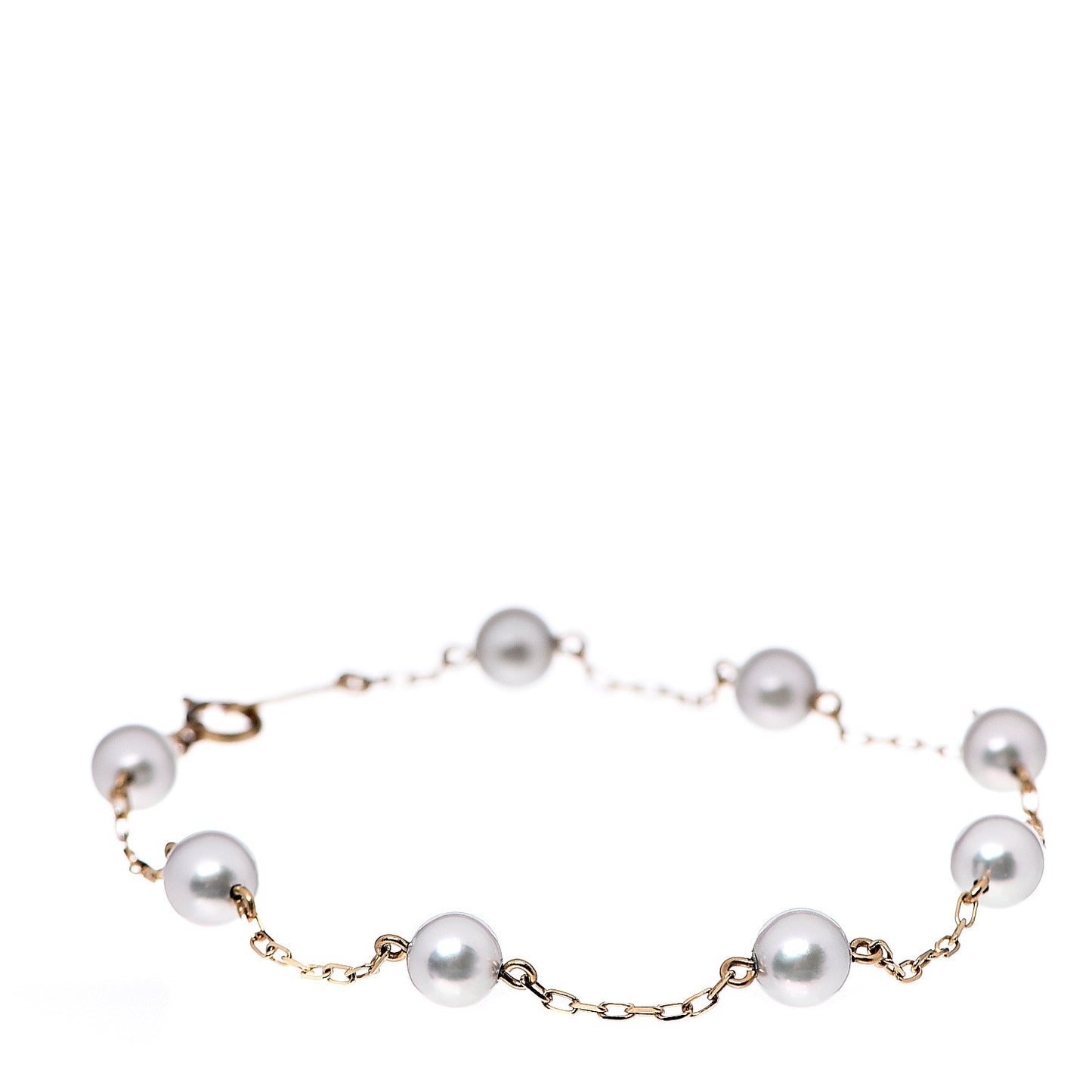 18K Yellow Gold 5mm Akoya Cultured Pearl Station Bracelet