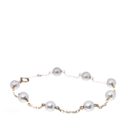 Mikimoto 18K Yellow Gold 5mm Akoya Cultured Pearl Station Bracelet 1 of 5