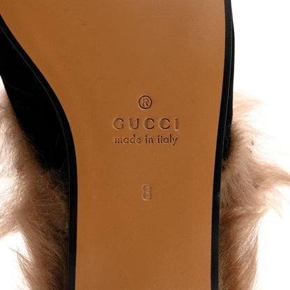 Gucci Velvet Fur Mens Princetown Slippers 8 Black 7 of 8
