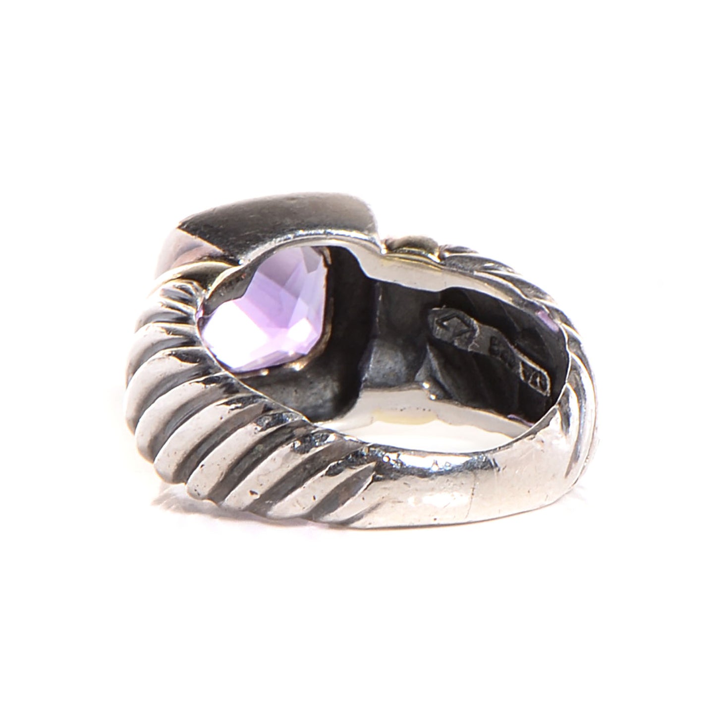 Sterling Silver 14k Yellow Gold Amethyst 7mm Noblesse Ring 50 5.5