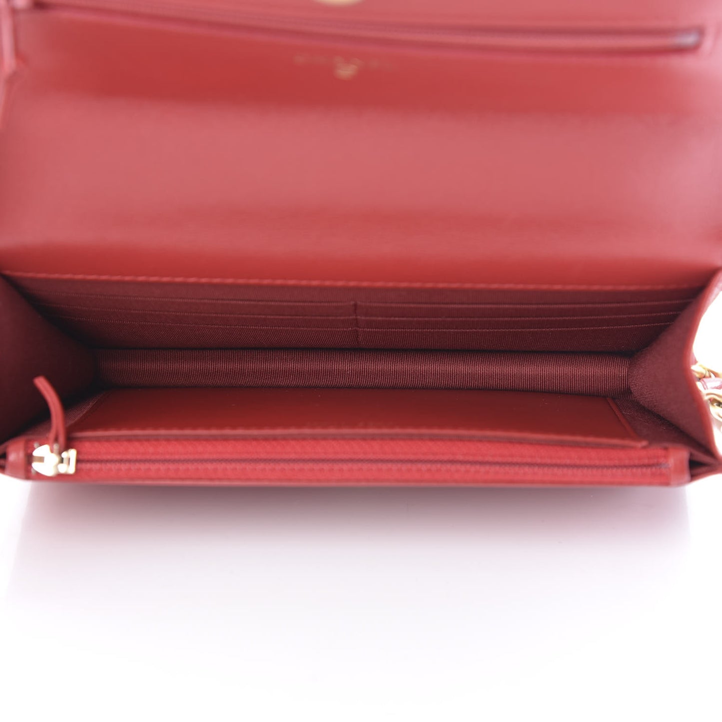 Shiny Goatskin Quilted 19 Wallet On Chain WOC Rouge