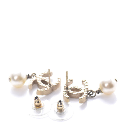 Chanel Pearl Quilted CC Drop Earrings Silver 4 of 5