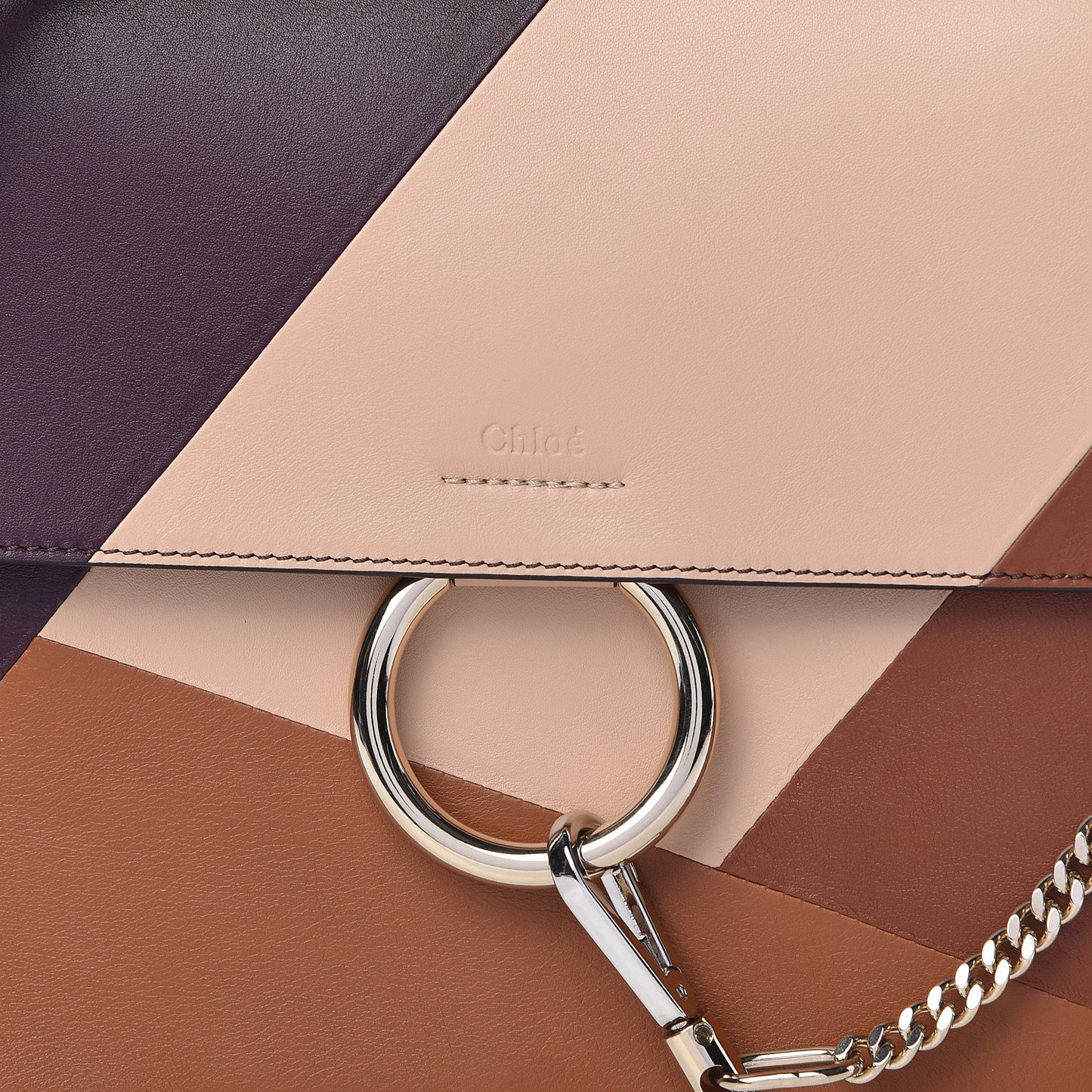 Smooth Calfskin Patchwork Medium Faye Shoulder Bag Light Tan