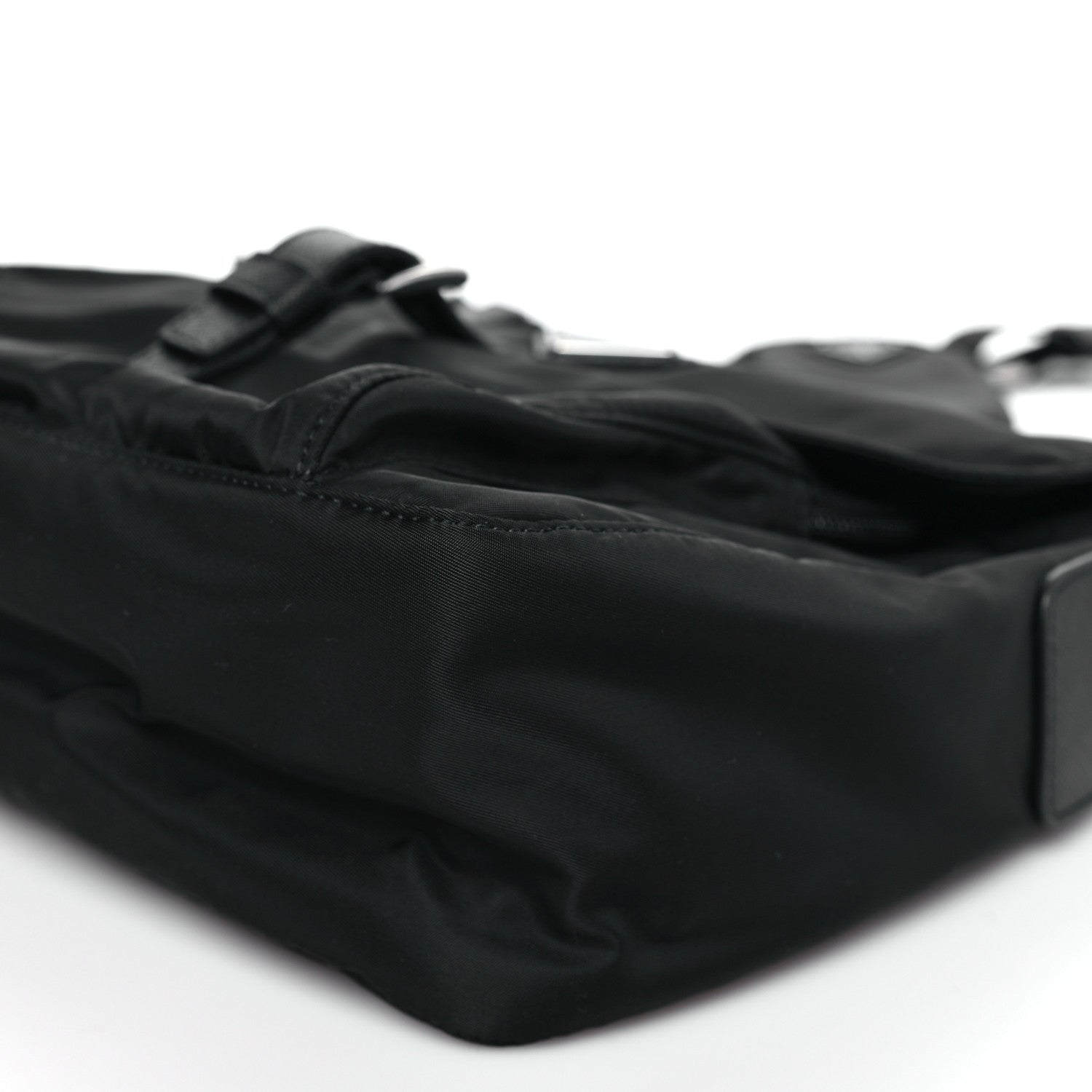 Prada Re-Nylon Vela Saffiano Pocket Single Buckle Messenger Shoulder Bag Black 9 of 9