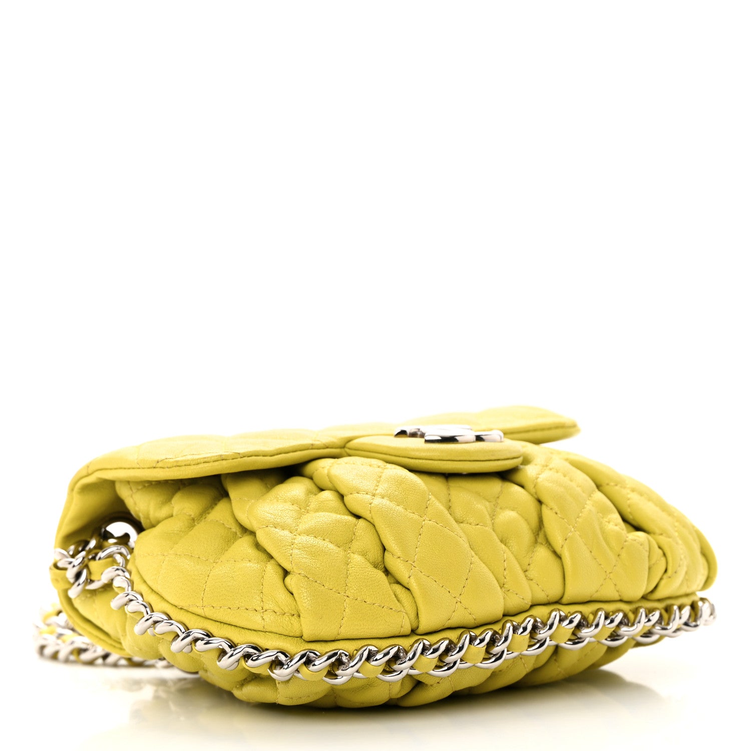 Chanel Washed Lambskin Quilted Mini Chain Around Flap Yellow 4 of 15