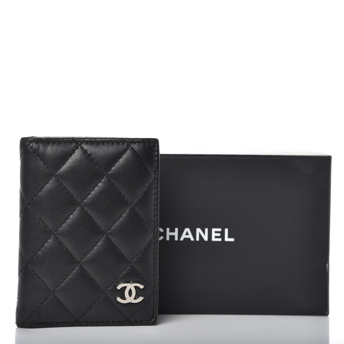 Lambskin Quilted Card Holder Wallet Black