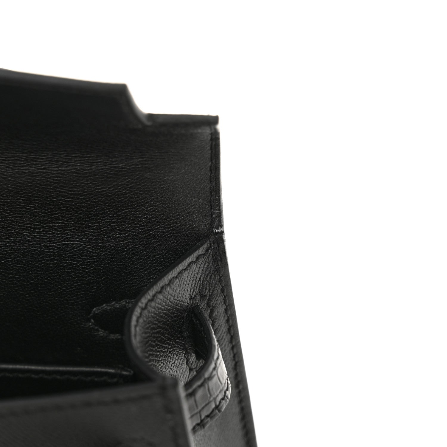 Hermes Madame Calfskin Matte Alligator Mini Kelly Sellier Touch 20 Black 12 of 14