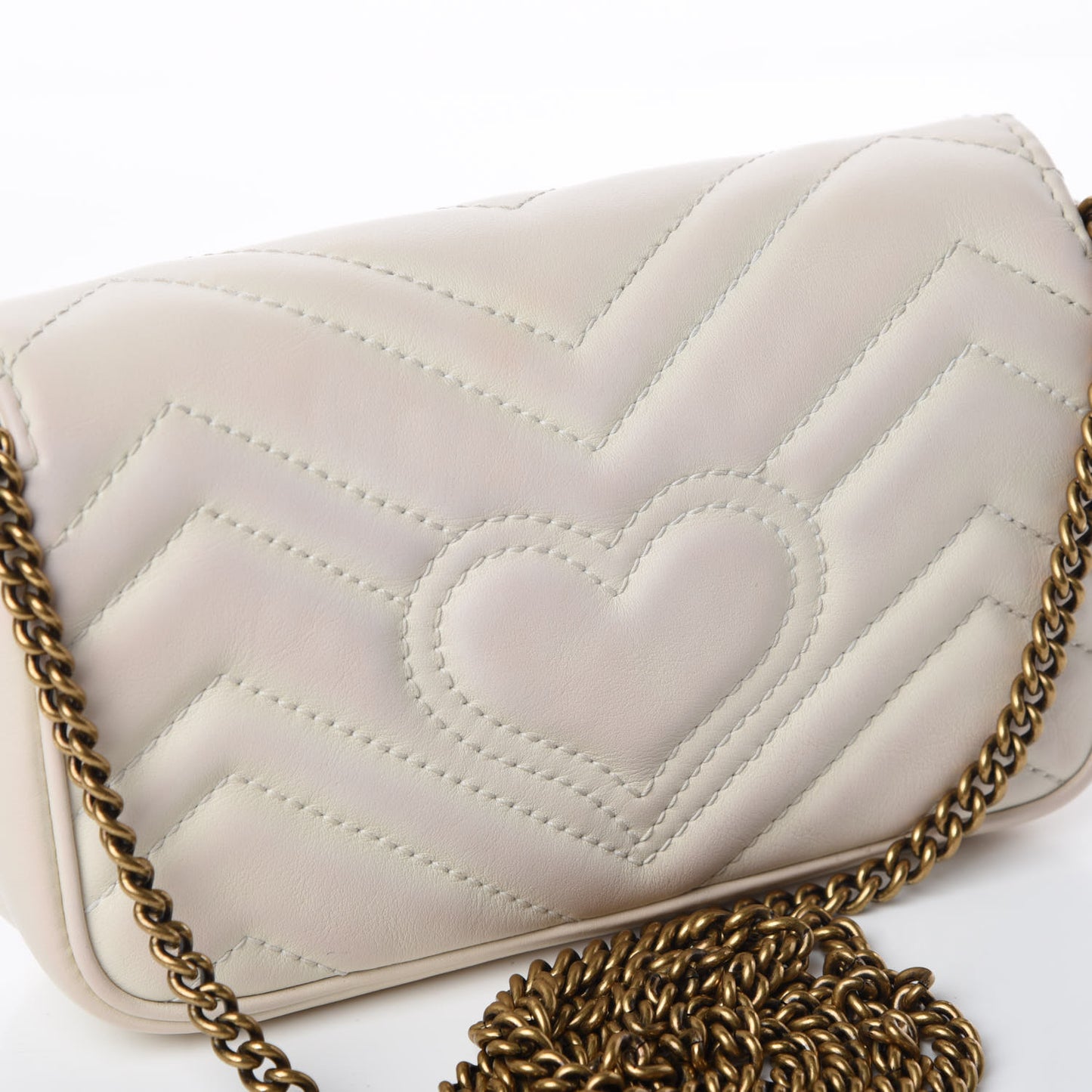 Calfskin Matelasse Super Mini GG Marmont Shoulder Bag White