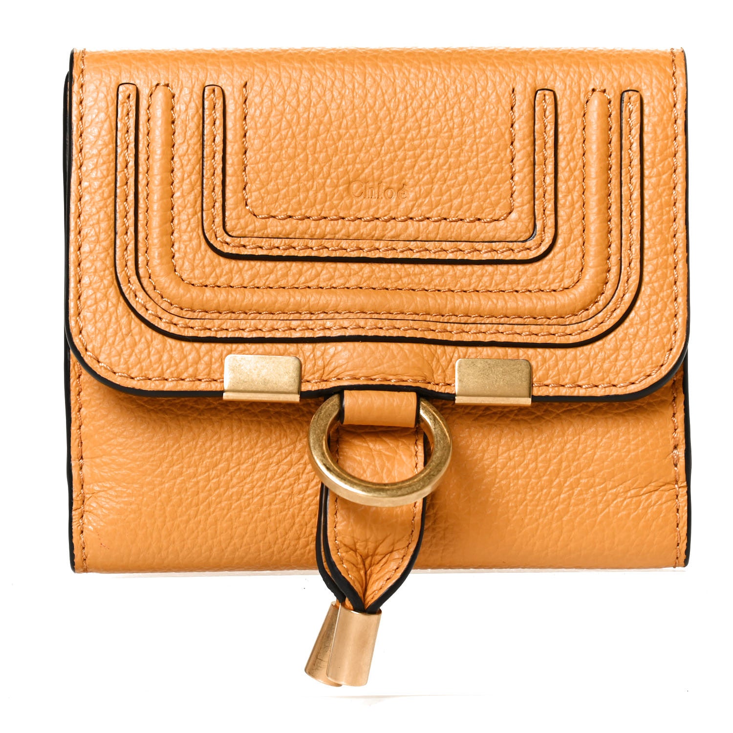 Chloe Grained Calfskin Marcie Square Wallet Tan Apricot 1 of 9