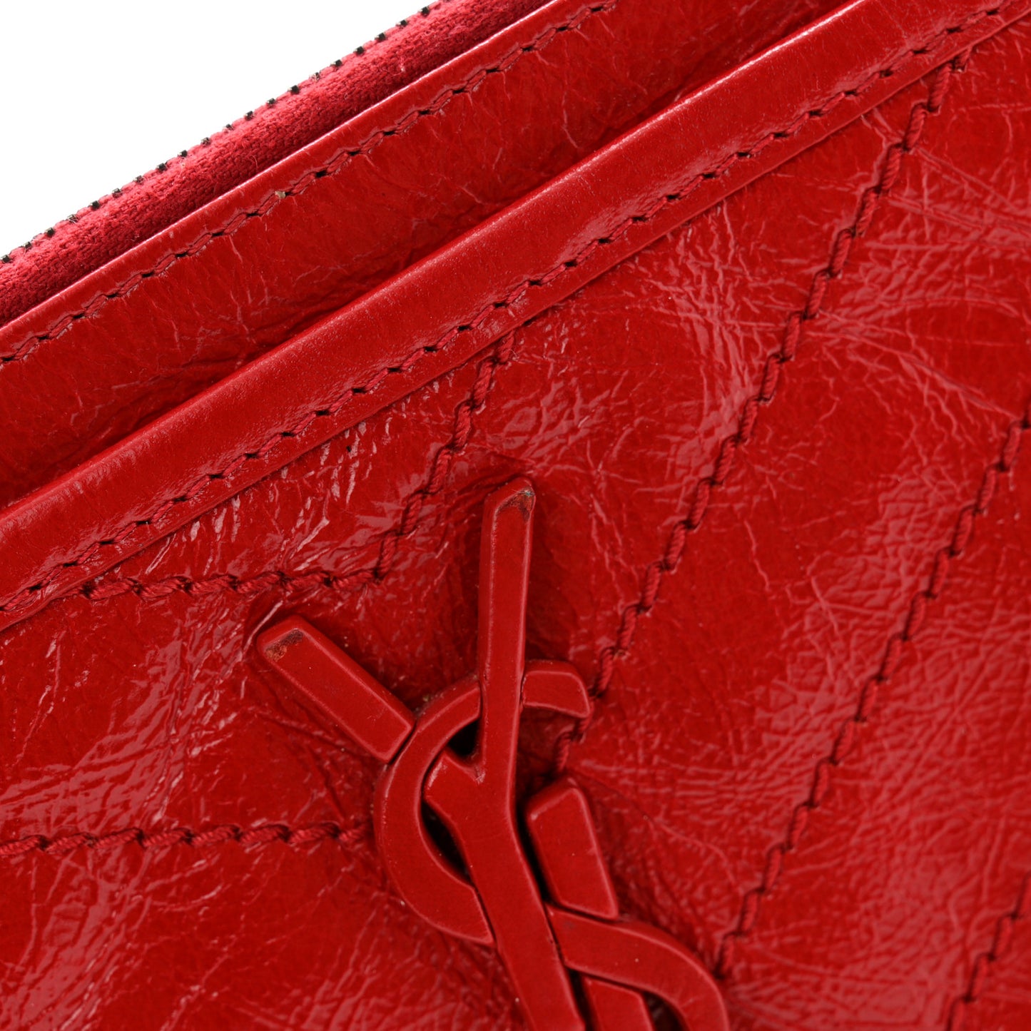 Crinkled Calfskin Matelasse Niki Bill Pouch Red