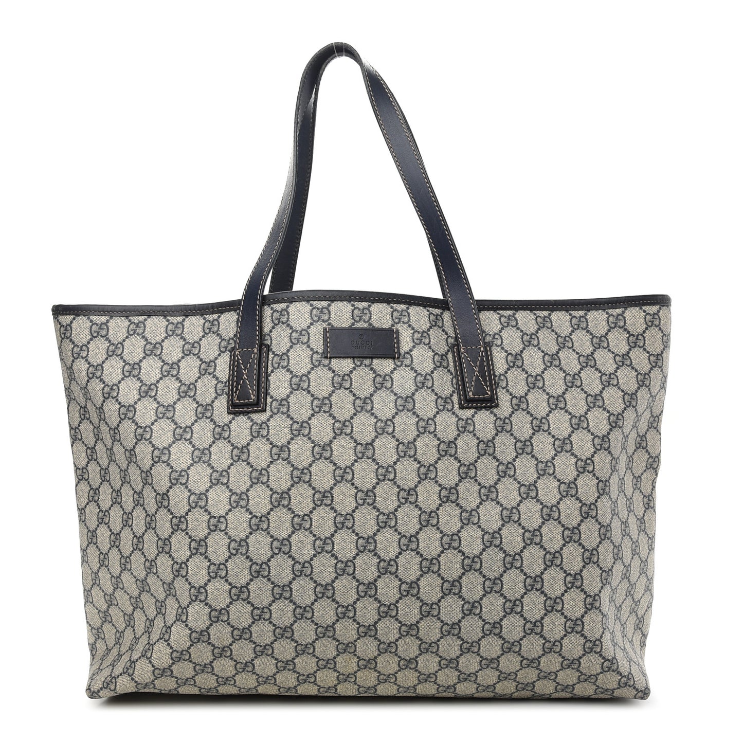 GG Supreme Monogram Large Zippered Shopping Tote Navy