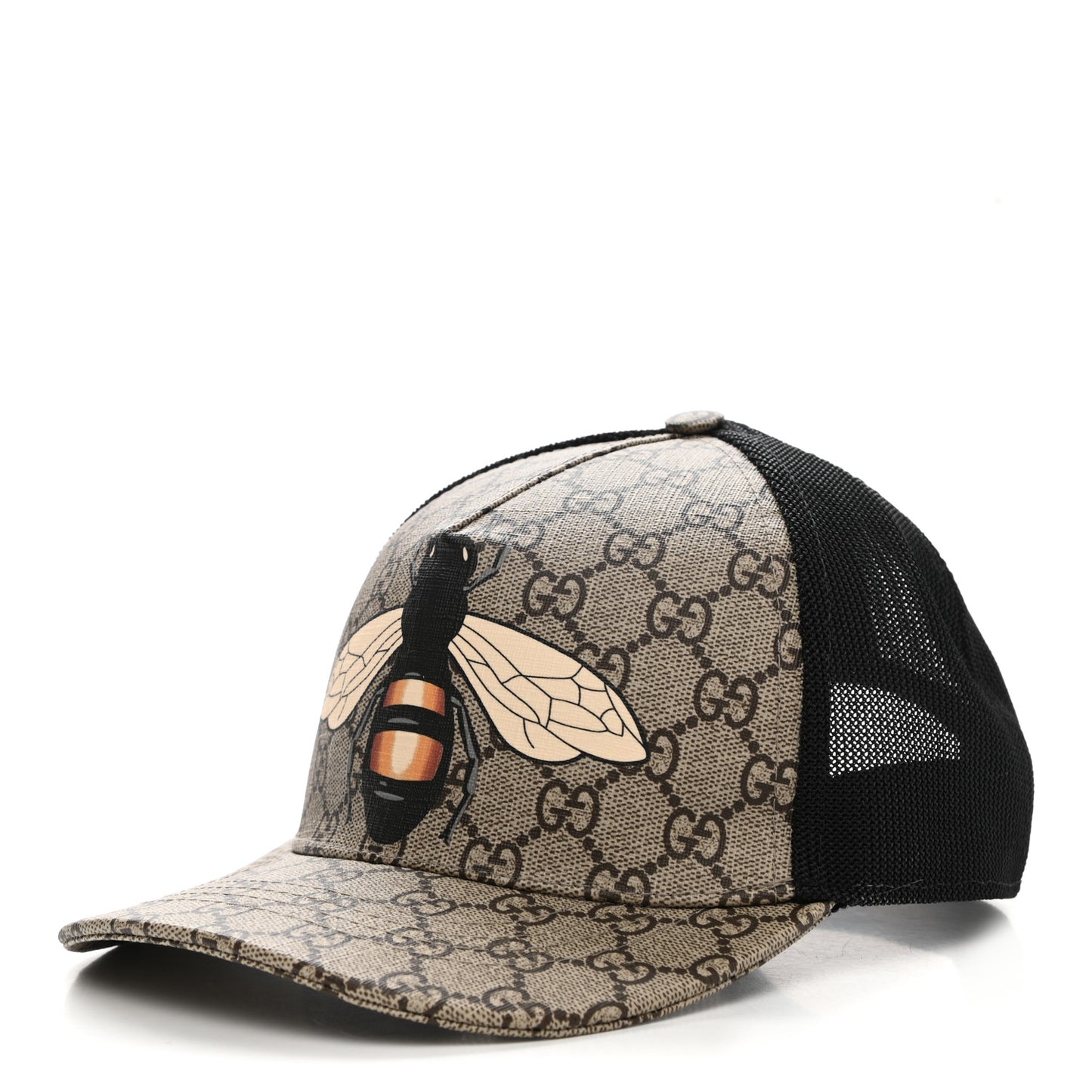 GG Supreme Monogram Bee Print Baseball Hat M Beige