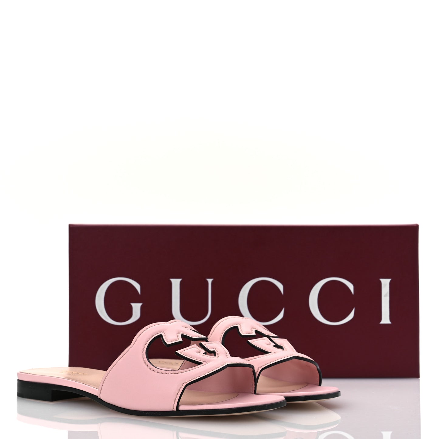 Cosmos Softy Calfskin Interlocking G Cut Out Slide Sandals 37 Candy Cotton