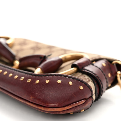 Gucci Monogram Studded Small Horsebit Clutch Bordeaux 10 of 15