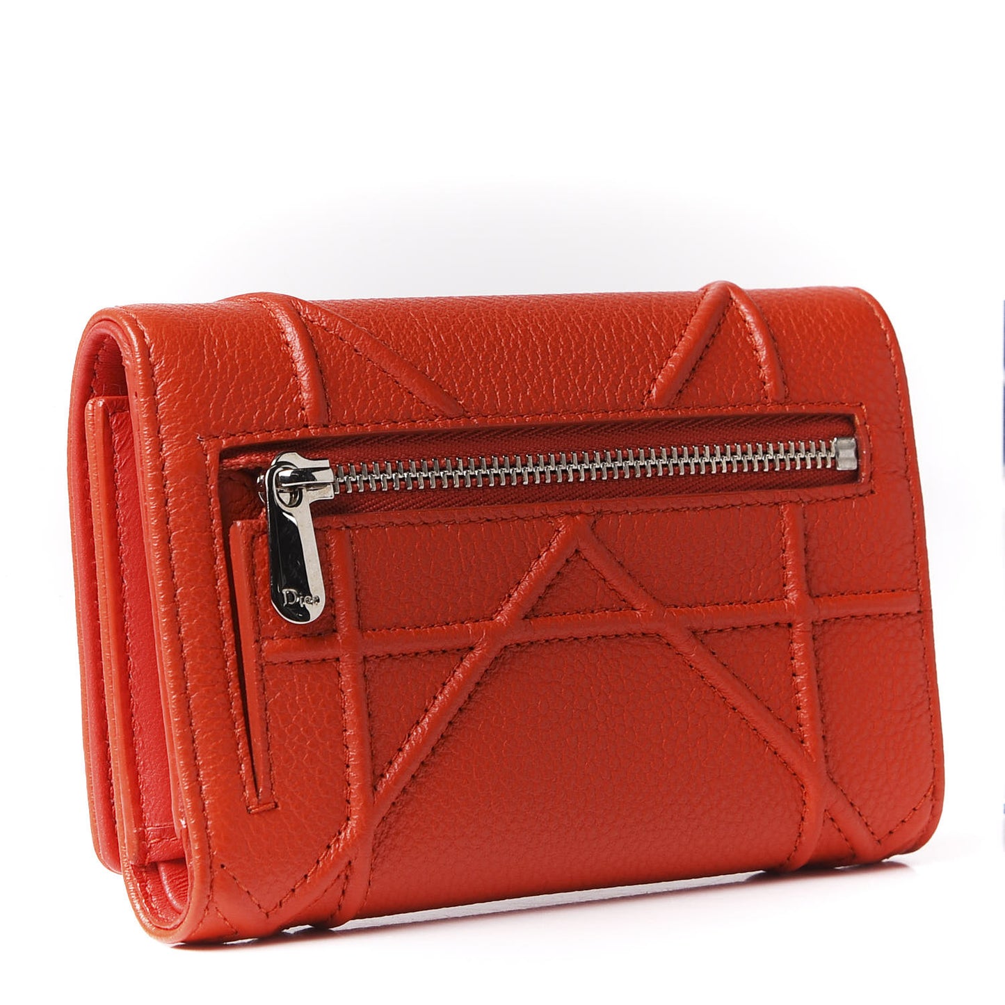 Grained Calfskin Cannage Diorama Elancee Wallet Inferno Red
