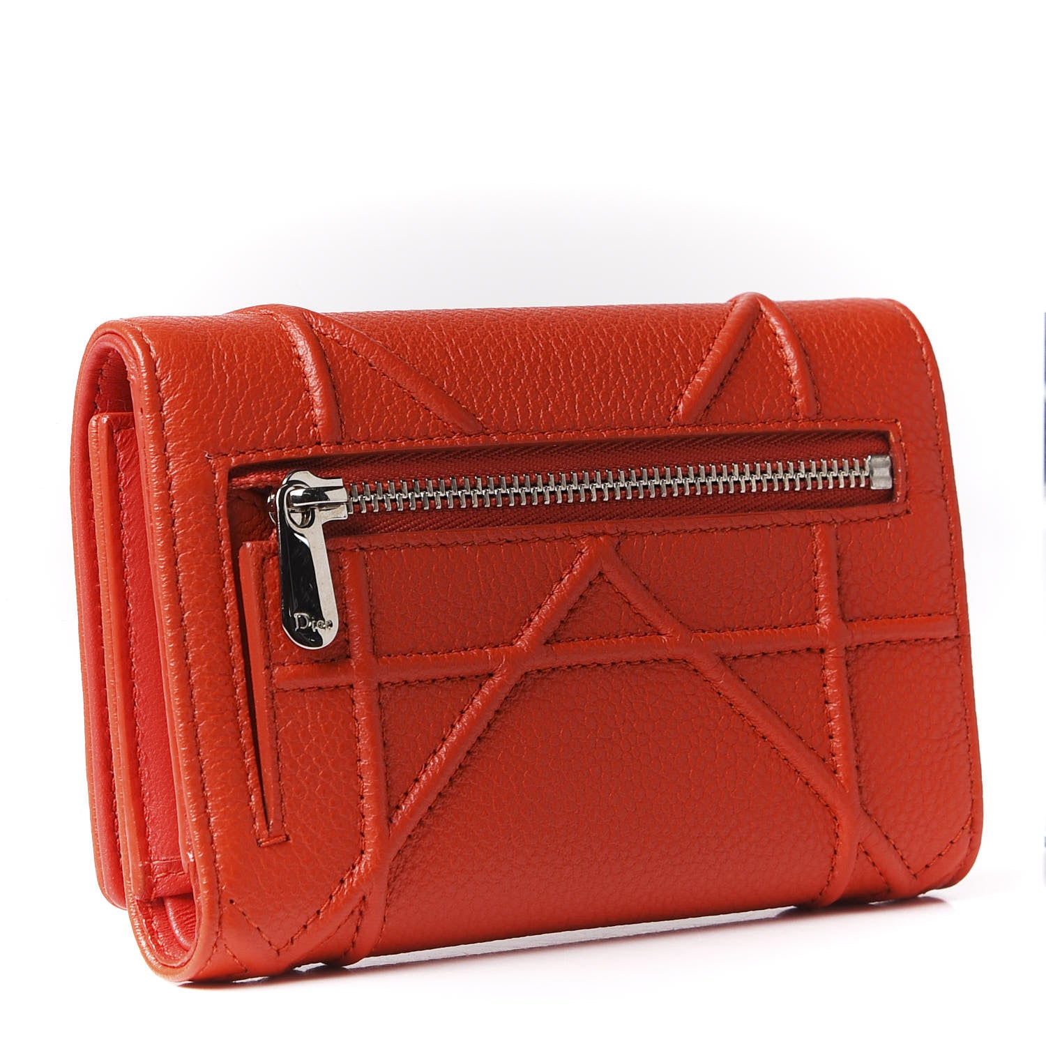 Christian Dior Grained Calfskin Cannage Diorama Elancee Wallet Inferno Red 2 of 11