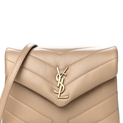 Saint Laurent Calfskin Y Quilted Monogram Toy Loulou Crossbody Bag Dark Beige 7 of 10