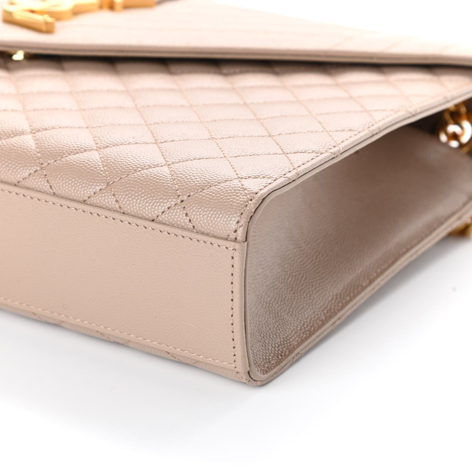 Saint Laurent Grain De Poudre Mixed Matelasse Large Triquilt Monogram Satchel Nude Powder 9 of 9