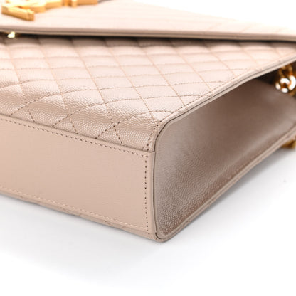 Saint Laurent Grain De Poudre Mixed Matelasse Large Triquilt Monogram Satchel Nude Powder 9 of 9