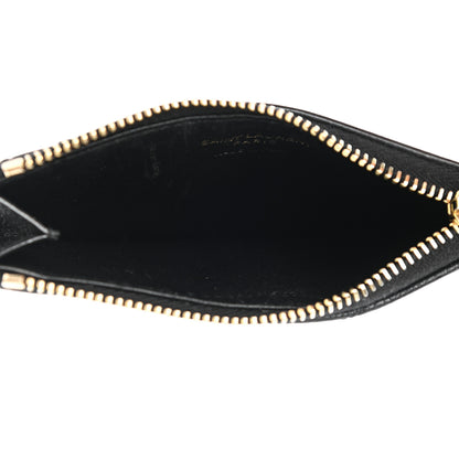 Saint Laurent Monogram Grain de Poudre 5 Fragments Zip Pouch Card Holder Black 5 of 8