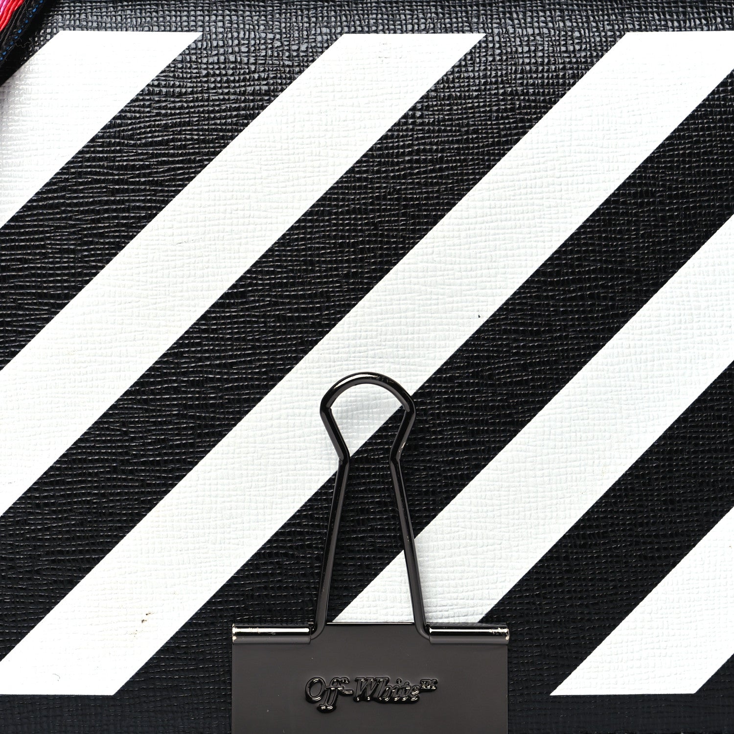 Off-White Saffiano Striped Mini Diag Binder Clip Bag Black White Indus 8 of 10