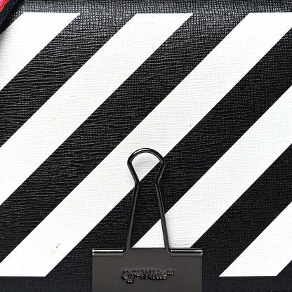 Off-White Saffiano Striped Mini Diag Binder Clip Bag Black White Indus 8 of 10